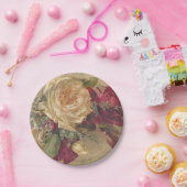 ヴィクトリアンローズの花柄 アンティーク ペーパープレート (パーティー)