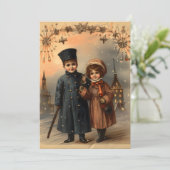 ヴィクトリアン時代のニューイヤー祝福カスタム シーズンカード (スタンド正面)