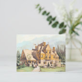 ヴィクトリアン様式の豪華な黄色の邸宅 ポストカード (スタンド正面)