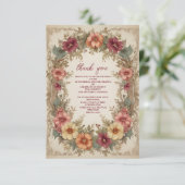 ヴィクトリアン調華麗な花枠の写真を使った ブライダルシャワーの装飾 サンキューカード (スタンド正面)