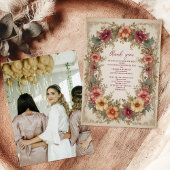 ヴィクトリアン調華麗な花枠の写真を使った ブライダルシャワーの装飾 サンキューカード