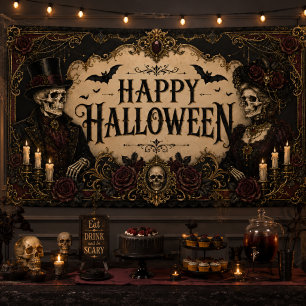 ヴィクトリアン・ゴシック・スケルトン ブラックローズのハロウィン 横断幕