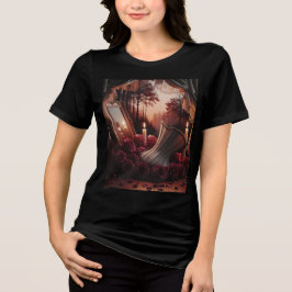 ヴィクトリアン・ゴシック・ブドワール・コルセット・ミラー・レッドローズ トライブレンドTシャツ