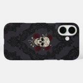 ヴィクトリアン・スカル&ローズ ダマスク柄 フォンケース Case-Mate iPhoneケース (裏面 (横))