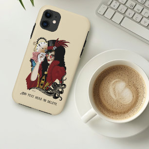 ヴィクトリアン・スチームパンクの赤いレディ クラシックなイラスト iPhone 11 ケース