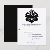 ヴィクトリアン ブラック フローラル ダマスク エレメント 招待状 (正面/裏面)