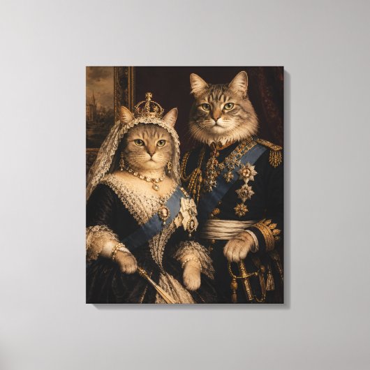 ヴィクトリア女王とアルバート公の猫肖像画 キャンバスプリント (正面)