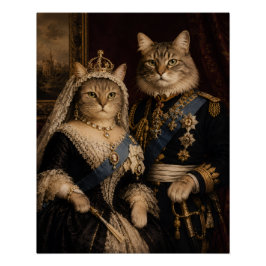 ヴィクトリア女王とアルバート公の猫肖像画 ポスター