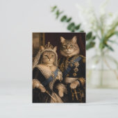 ヴィクトリア女王とアルバート公の猫肖像画 ポストカード (スタンド正面)