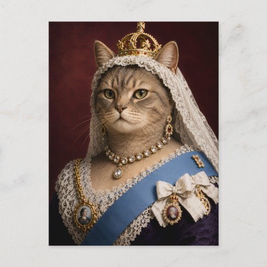 ヴィクトリア女王の猫の肖像 - ヴィクトリア朝のロイヤルキャット ポストカード (正面)