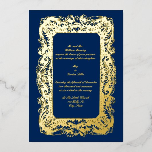 ヴィクトリア時代のウェディング 箔招待状 (正面)