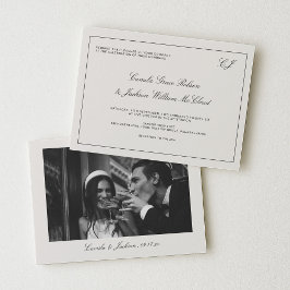 ヴィクトリア時代のオールドマネー ブラック&クリーム色の結婚式 招待状