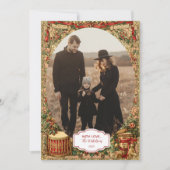 ヴィクトリア時代のクリスマスのガーランドの写真 シーズンカード (正面)
