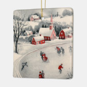 ヴィクトリア時代のクリスマスのスケート セラミックオーナメント (左)