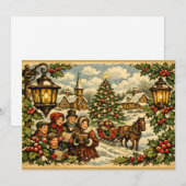 ヴィクトリア時代のクリスマスの教会とクリスマスキャロル シーズンカード (正面/裏面)