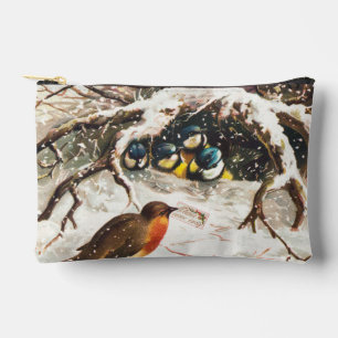 ヴィクトリア時代のクリスマスカード、鳥 アクセサリーポーチ