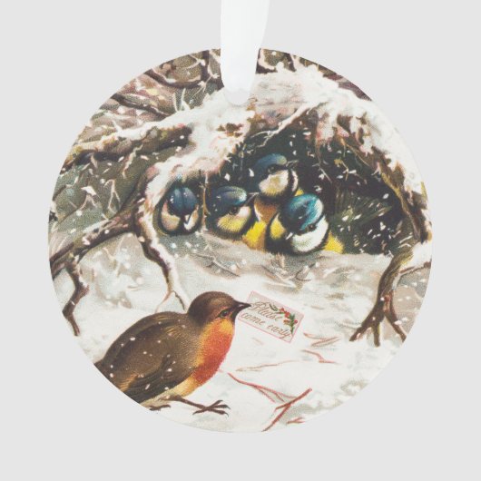 ヴィクトリア時代のクリスマスカード、鳥 オーナメント (正面)