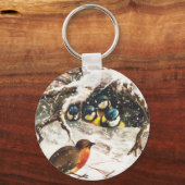 ヴィクトリア時代のクリスマスカード 鳥 キーホルダー (裏面)