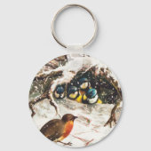 ヴィクトリア時代のクリスマスカード 鳥 キーホルダー (裏面)
