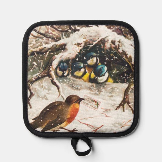ヴィクトリア時代のクリスマスカード 鳥 鍋敷き (正面)