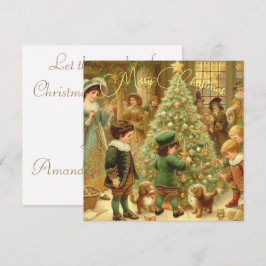 ヴィクトリア時代のクリスマス・イヴ ツリーの装飾の時 シーズンカード