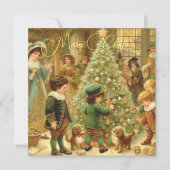 ヴィクトリア時代のクリスマス・イヴ ツリーの装飾の時 シーズンカード (正面)