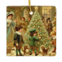 ヴィクトリア時代のクリスマス・イヴ ツリーの飾り付けの時