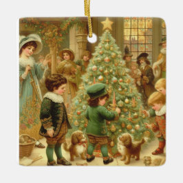 ヴィクトリア時代のクリスマス・イヴ ツリーの飾り付けの時 セラミックオーナメント