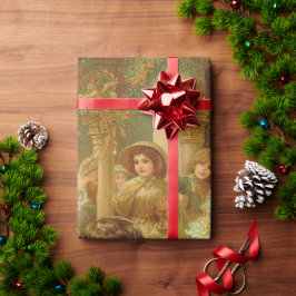 ヴィクトリア時代のクリスマス・イヴ ツリーの飾付けの時間 ラッピングペーパー
