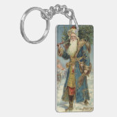 ヴィクトリア時代のサンタクロースとクリスマスツリー キーホルダー (正面左)
