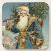 ヴィクトリア時代のサンタクロースとクリスマスツリー コースター (正面)