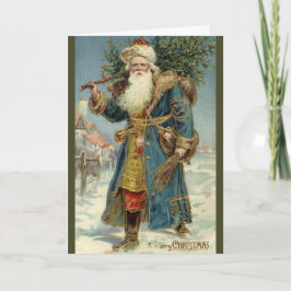 ヴィクトリア時代のサンタクロースとクリスマスツリー シーズンカード