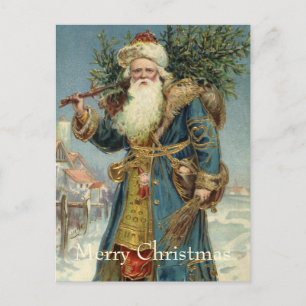 ヴィクトリア時代のサンタクロースとクリスマスツリー シーズンポストカード