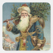 ヴィクトリア時代のサンタクロースとクリスマスツリー スクエアシール (正面)