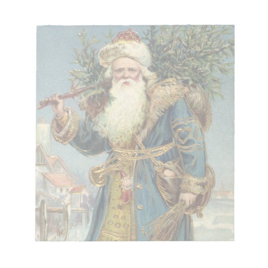 ヴィクトリア時代のサンタクロースとクリスマスツリー ノートパッド (正面)