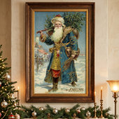 ヴィクトリア時代のサンタクロースとクリスマスツリー ポスター