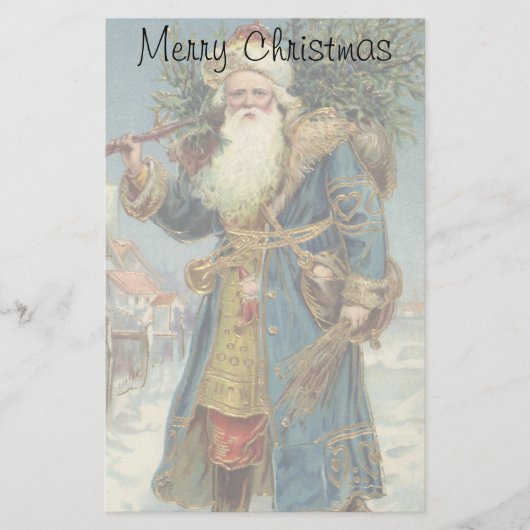 ヴィクトリア時代のサンタクロースとクリスマスツリー 便箋 (正面)