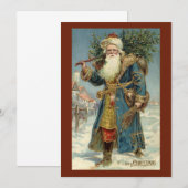 ヴィクトリア時代のサンタクロースとクリスマスツリー 招待状 (正面/裏面)