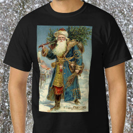 ヴィクトリア時代のサンタクロースとクリスマスツリー Tシャツ