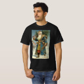 ヴィクトリア時代のサンタクロースとクリスマスツリー Tシャツ (正面フル)
