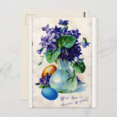 ヴィクトリア時代のバイオレットと卵のイースターグリーティング ポストカード (正面/裏面)