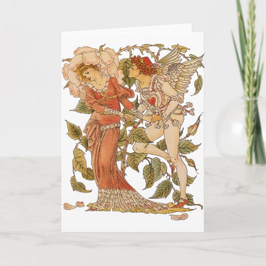 ヴィクトリア時代のヴィンテージアート、ウォルター・クレインによる「ローズ」 カード (正面)