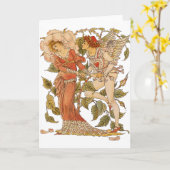 ヴィクトリア時代のヴィンテージアート、ウォルター・クレインによる「ローズ」 カード (黄色い花)