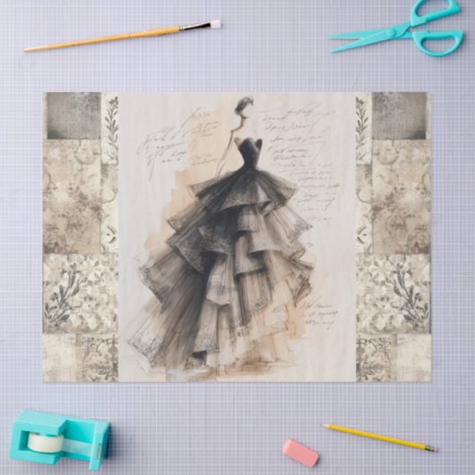 ヴィクトリア時代のヴィンテージドレスのレトロな装飾品 薄葉紙 (クラフト)