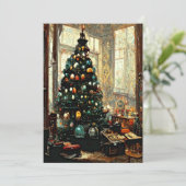 ヴィクトリア時代の伝統的なクリスマスツリー シーズンカード (スタンド正面)