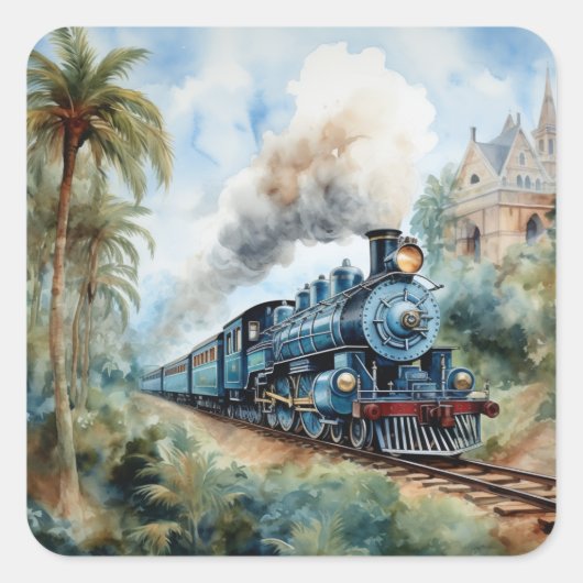 ヴィクトリア時代の列車のある風景 スクエアシール (正面)