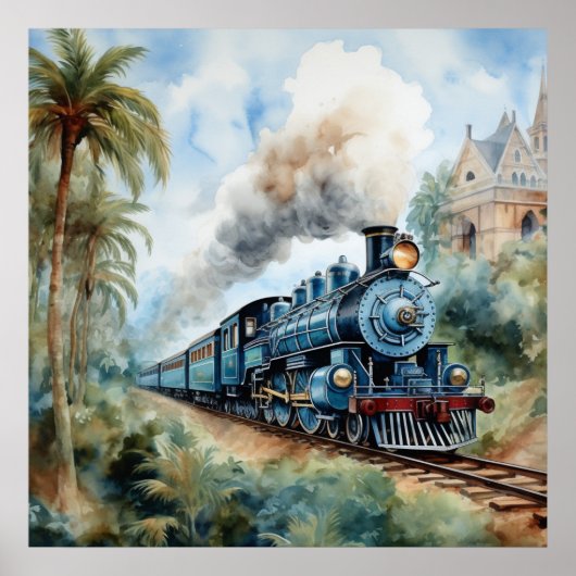 ヴィクトリア時代の列車のある風景 ポスター (正面)