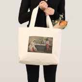 ヴィクトリア時代の女性 入浴 バスタブ ラージトートバッグ (正面(商品))