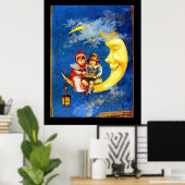 ヴィクトリア時代の子供たちと月のビンテージポスター ポスター (ホームオフィス)