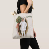 ヴィクトリア時代の子供とヒイラギのクリスマス トートバッグ (クローズアップ)